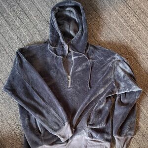 Express Women's Zip Up Sweater - Charcoal Blue